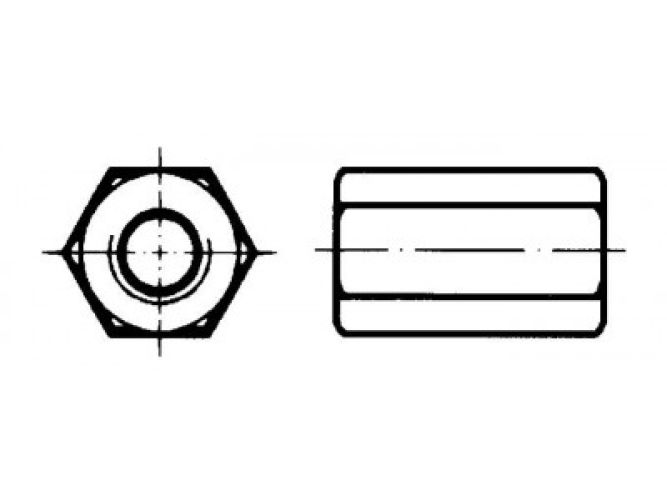 DIN 6334 Гайки удължителни, 3d